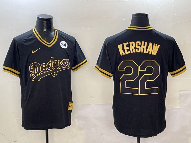 Men Los Angeles Dodgers #22 Kershaw Black Gold Game 2025 Nike MLB Jersey style 3255